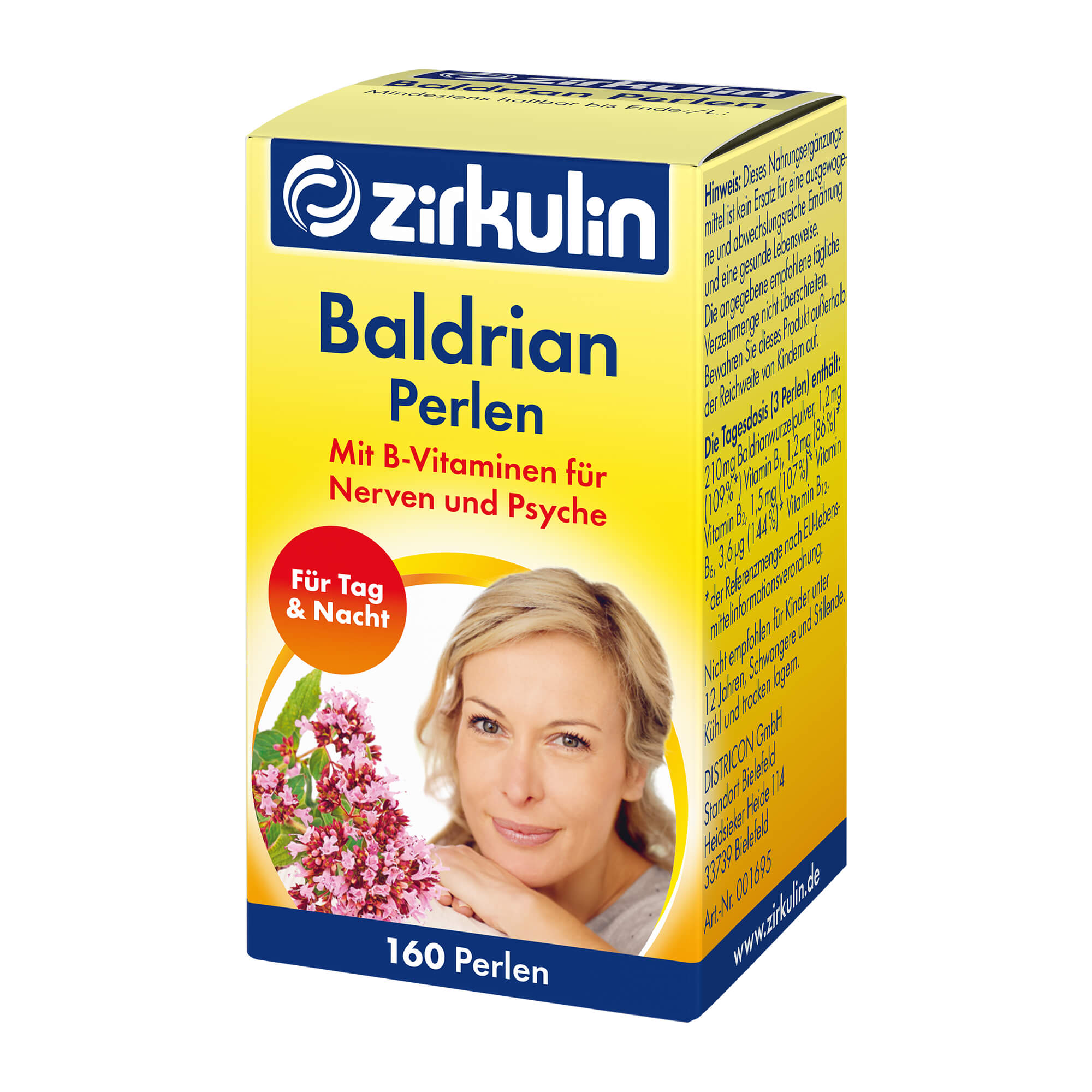Nahrungsergänzungsmittel mit Baldrian und B-Vitaminen.