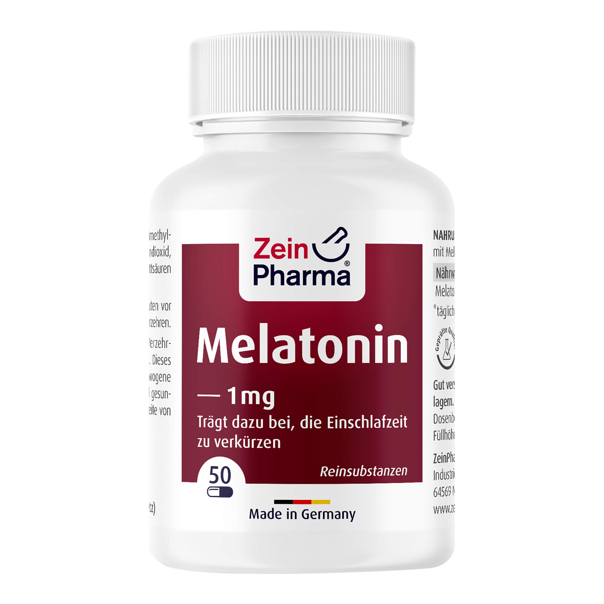Nahrungsergänzungsmittel mit 1 mg Melatonin. Vegan.
