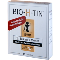 BIO H TIN 5 mg fuer 1 Monat Tabletten. Zur Vorbeugung und Behandlung eines Biotin-Mangels.