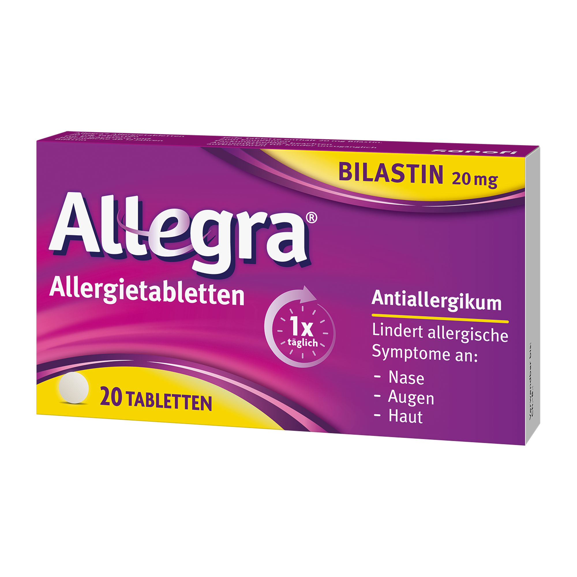 Zur Anwendung bei allergisch bedingten Symptome wie Niesen, tränende Augen sowie Juckreiz, Rötung und Quaddelbildung. Für Kinder ab 12 Jahren und Erwachsene.