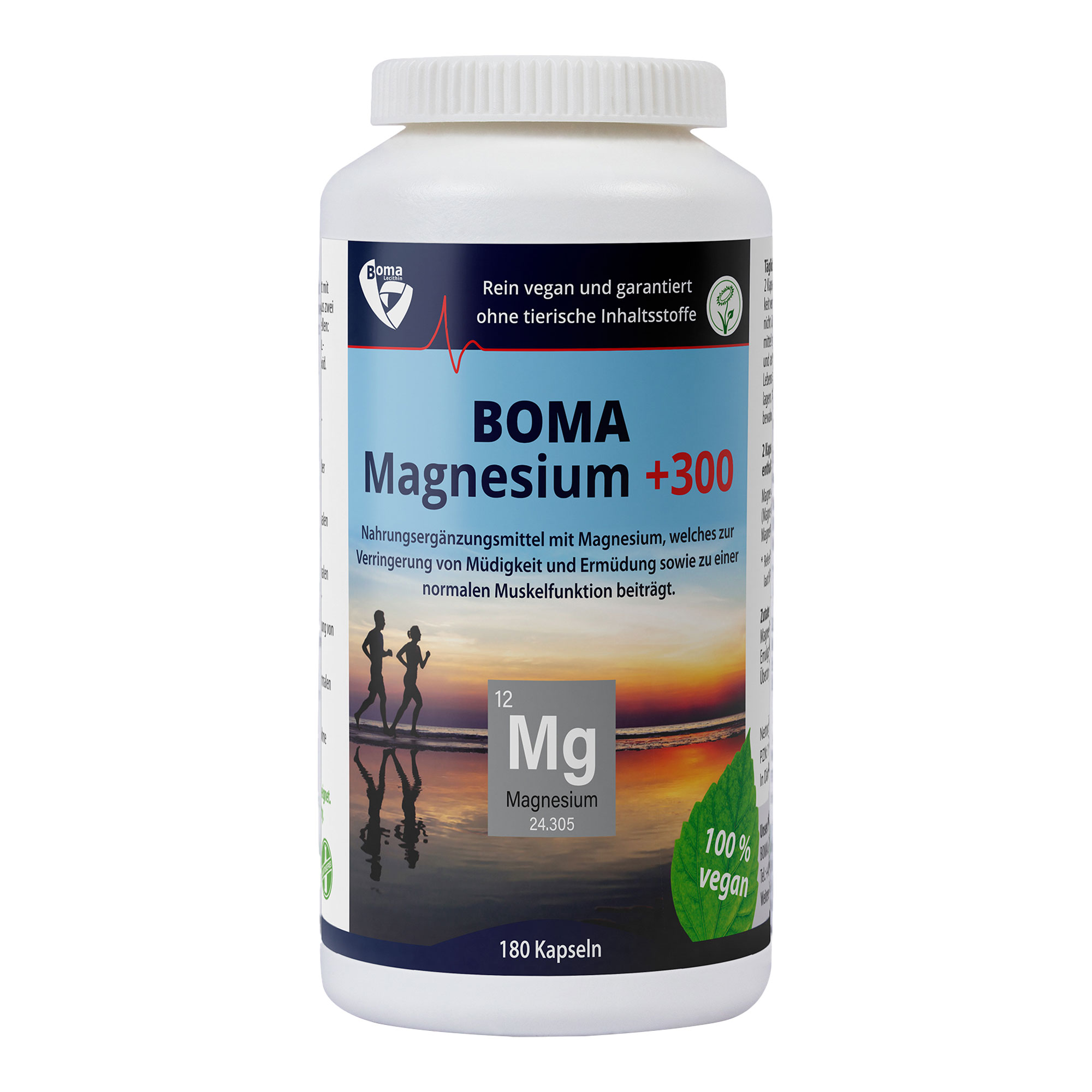 Nahrungsergänzungsmittel mit 300 mg Magnesium pro Kapsel.