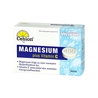 Nahrungsergänzungsmittel mit Magnesium, Vitamin C und Süßungsmitteln.