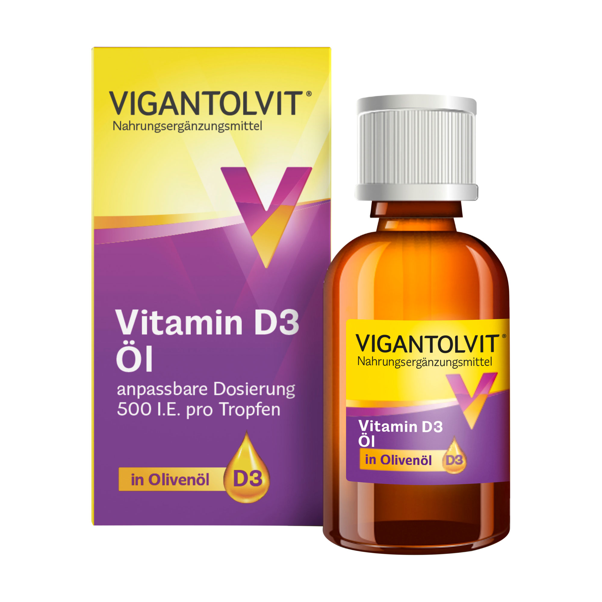 Hochdosiertes Vitamin D3 in Olivenöl zur angepassten Nahrungsergänzung ab 4 Jahren. Leicht einzunehmende Tropfen für die Stärkung des Immunsystems, der Muskelfunktion und der Knochengesundheit.