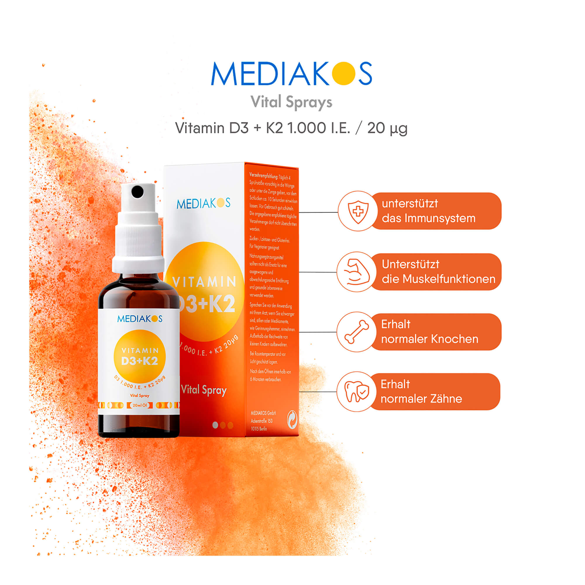 Mediakos Vitamin D3+K2 1.000 I.E. Vital Spray