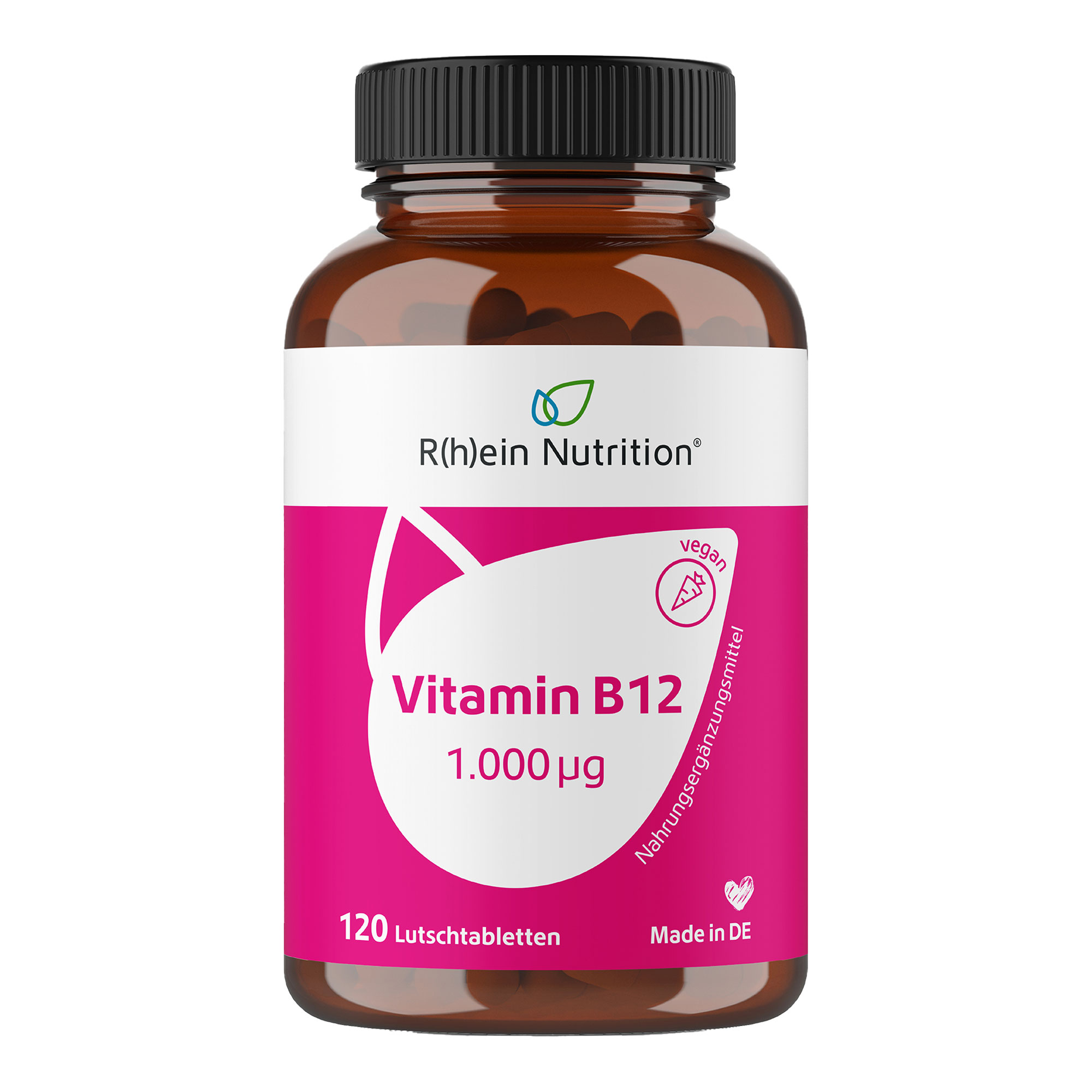 Nahrungsergänzungsmittel mit hochdosiertem Vitamin B12. Mit Wildkirschgeschmack.
