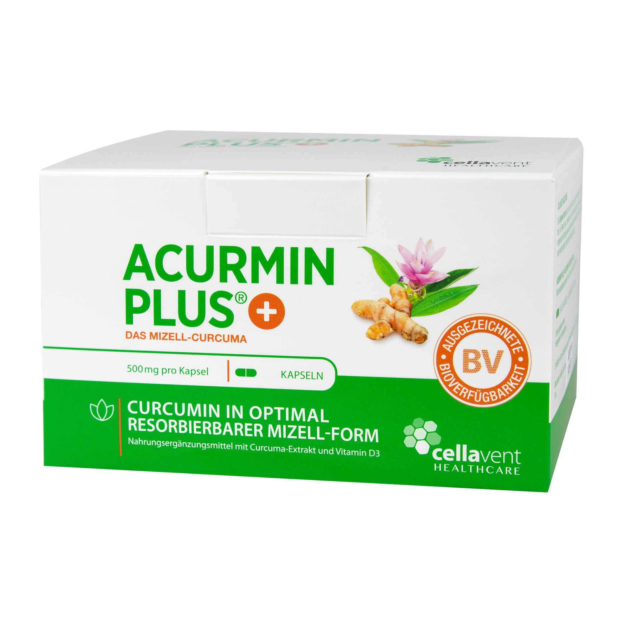 Nährungsergänzungsmittel mit Curcuma-Extrakt und Vitamin D3.