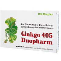 GINKGO 405 Duopharm Drag. Zur Förderung der Durchblutung und zur Kräftigung des Adernsystems.