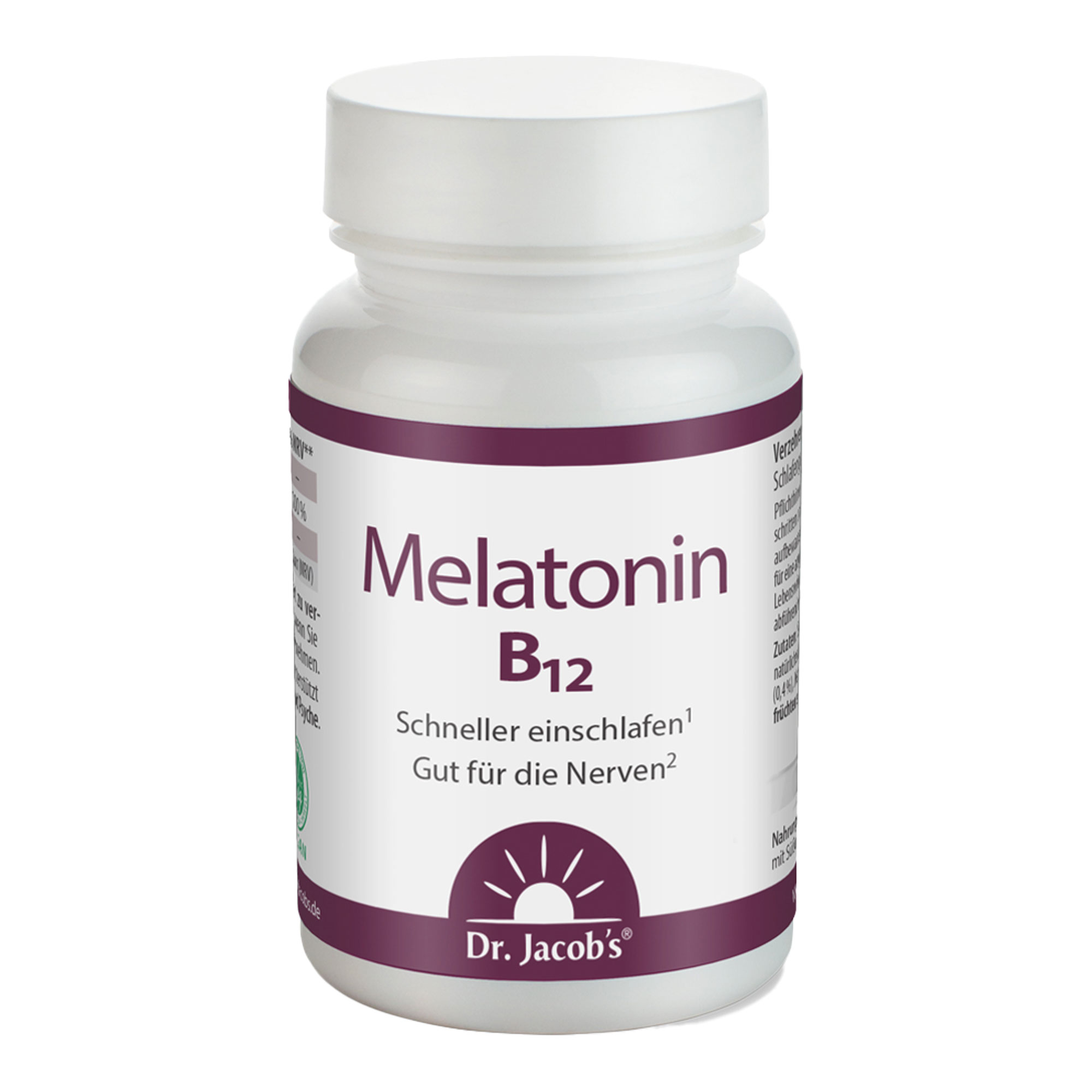 Nahrungsergänzungsmittel mit 1 mg Melatonin und Vitamin B12. Mit Kirschgeschmack.
