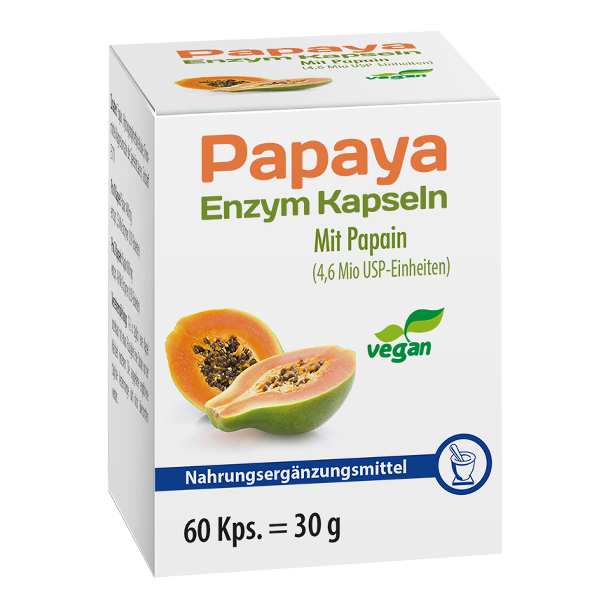 Nahrungsergänzungsmittel mit dem Enzym Papain.