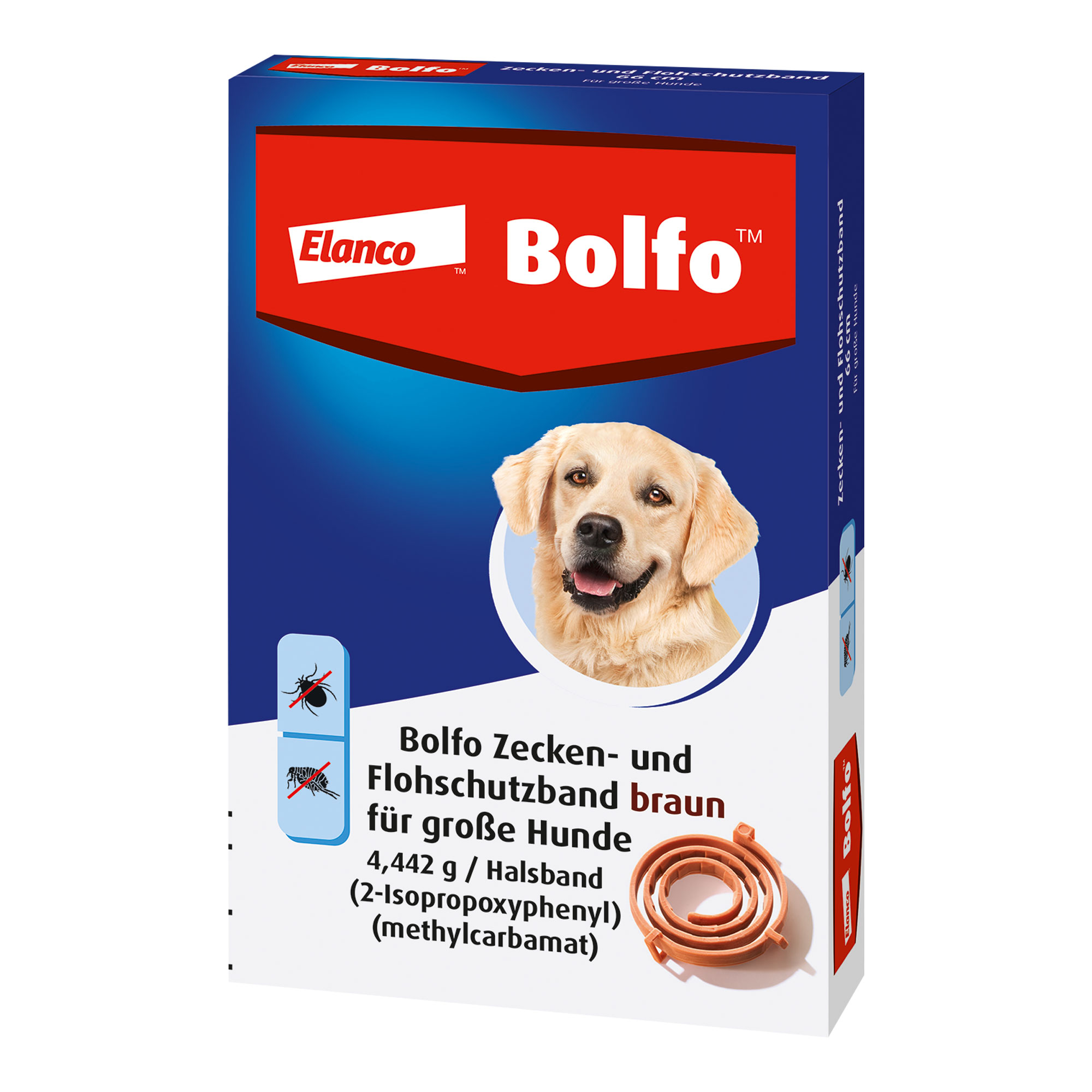 Flohschutzband für große Hunde. Farbe: braun. Länge: 66 cm (45 g).