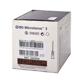 "BD Microlance 3 Kanüle, 26 G x 3/8"", 0,45 mm x 10 mm."
