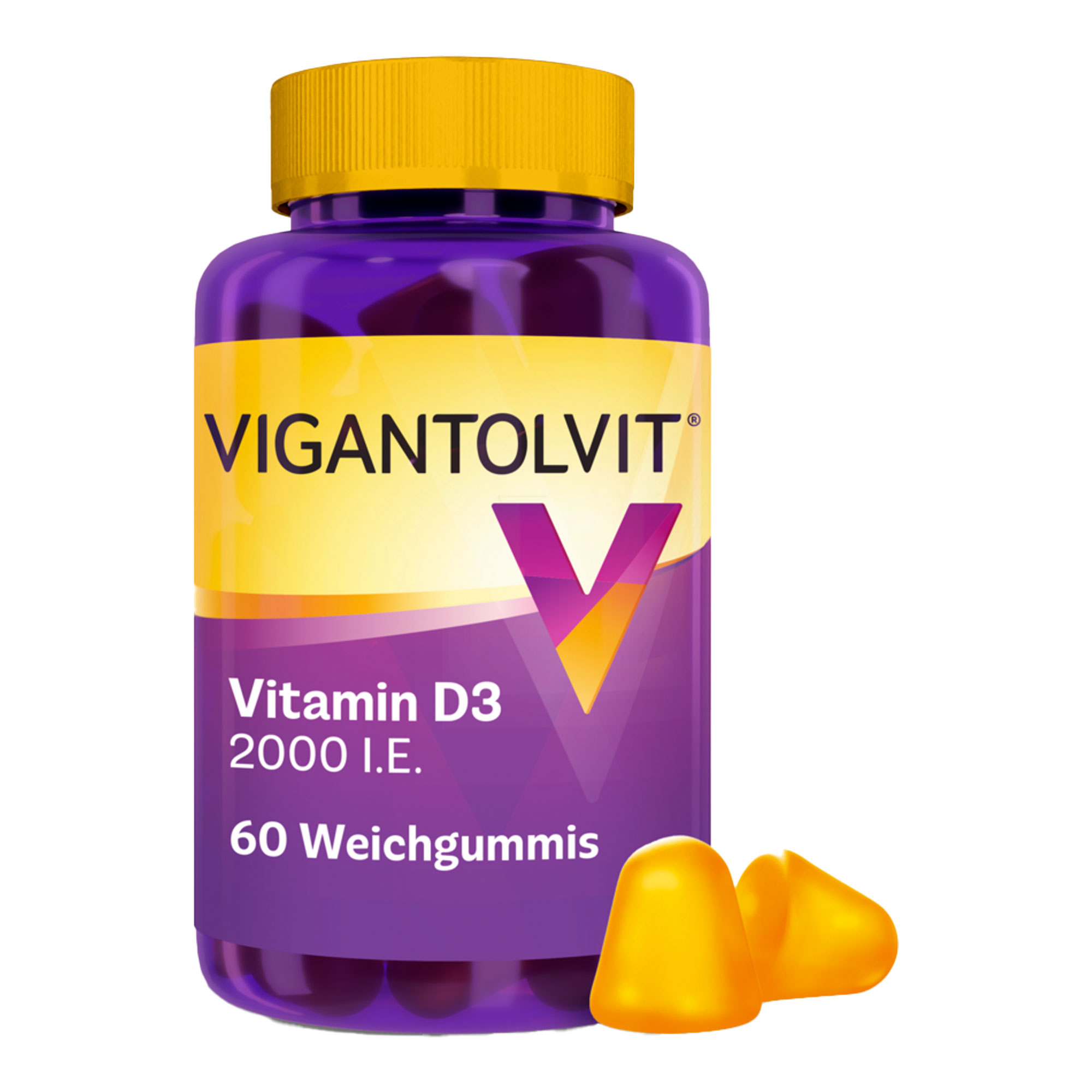 Nahrungsergänzungsmittel mit hochdosiertem Vitamin D3 (2000 I.E.). Mit Zitronengeschmack.