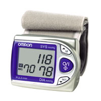 Handgelenk-Blutdruckmessgerät mit Positionierungssensor.