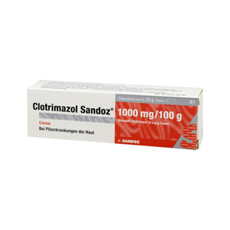 CLOTRIMAZOL Sandoz 1000 mg Creme. Gegen Pilzinfektionen der Haut.