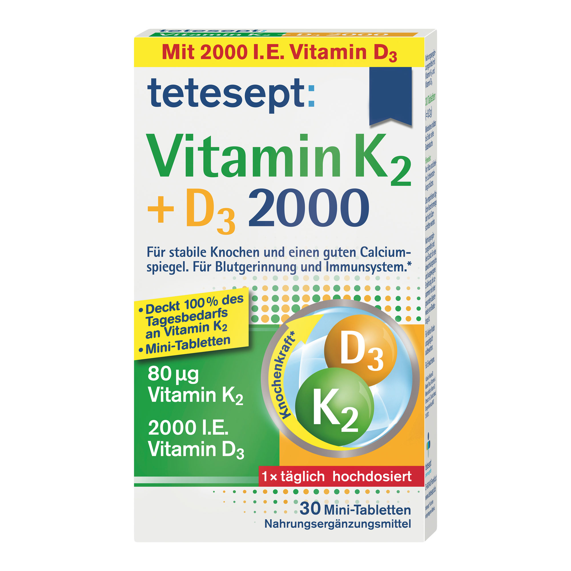 Nahrungsergänzungsmittel mit Vitamin K2 und Vitamin D3.