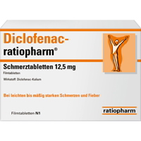 DICLOFENAC ratiopharm Schmerztabletten 12,5 mg.