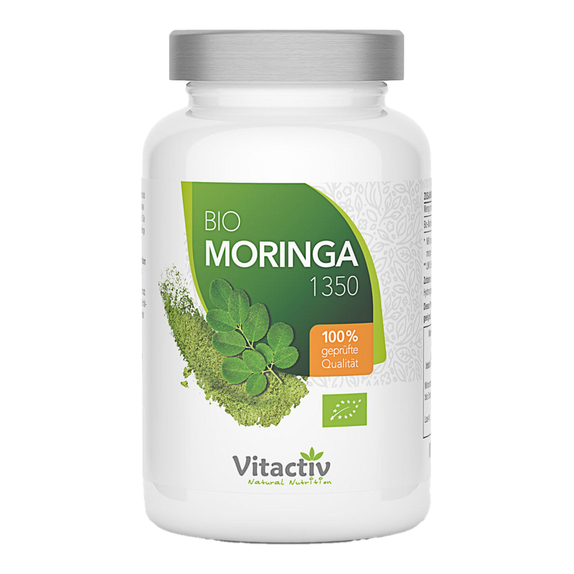 Moringa-Oleifera-Blattpulver-Kapseln. Nahrungsergänzungsmittel.