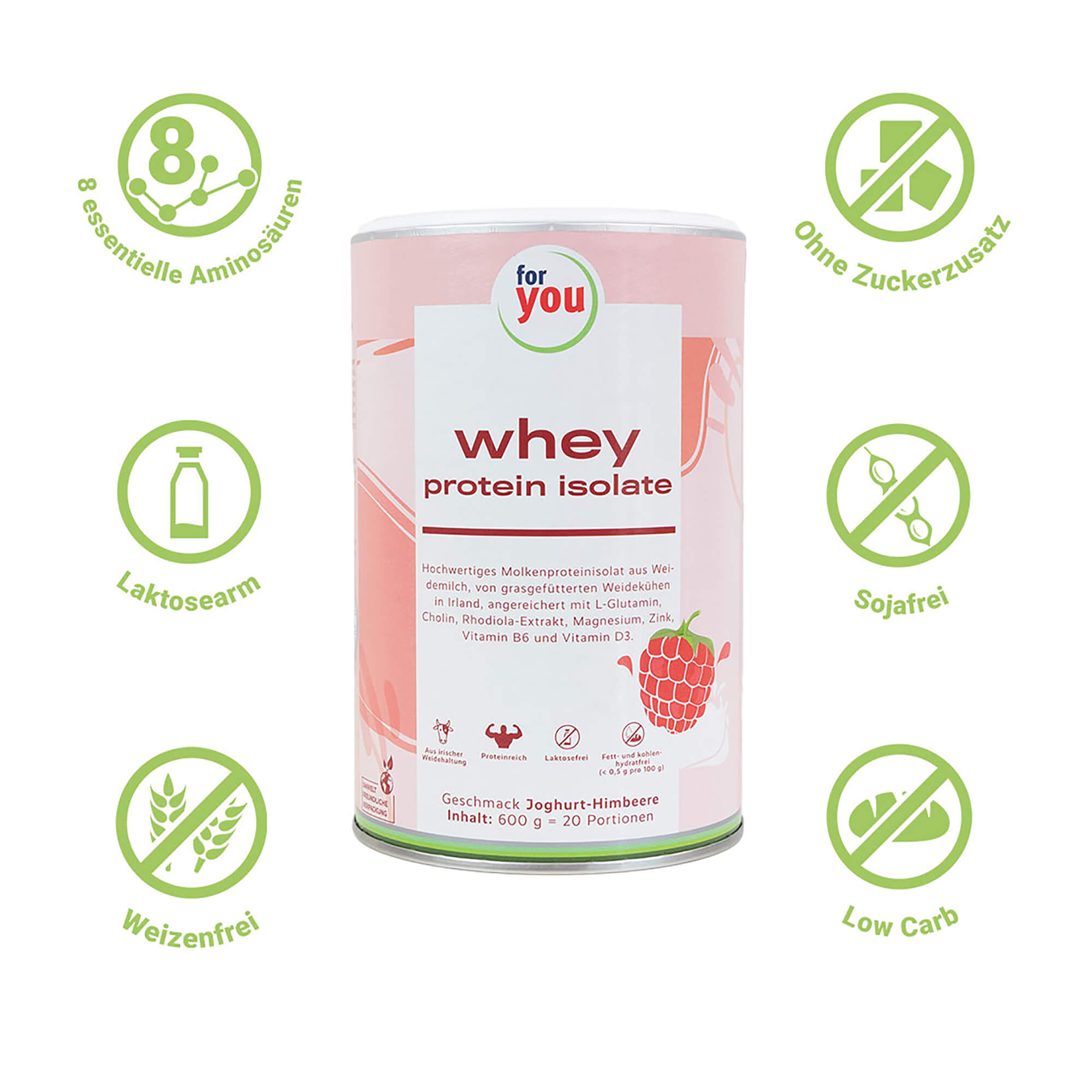 For you whey protein isolate Joghurt-Himbeere Pulver