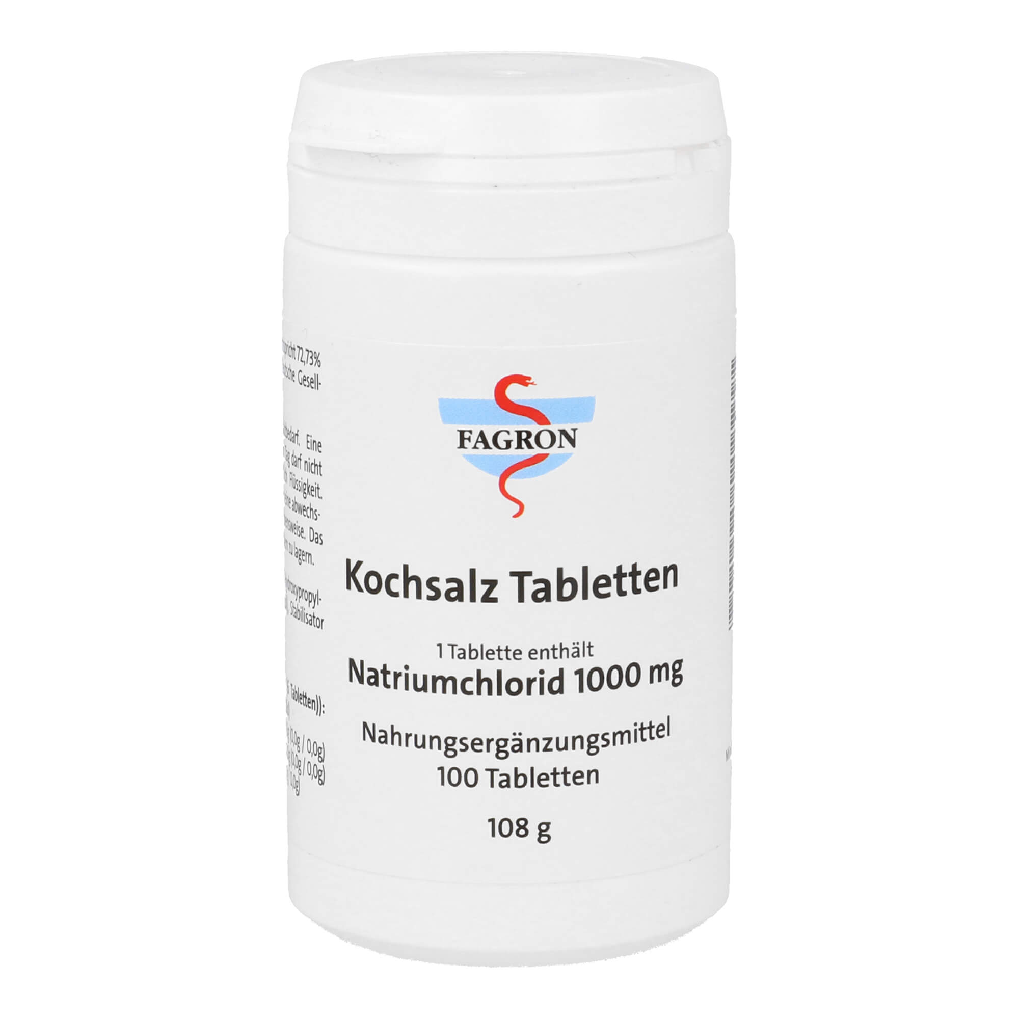 Nahrungsergänzungsmittel mit 1000 mg Natriumchlorid pro Tablette.