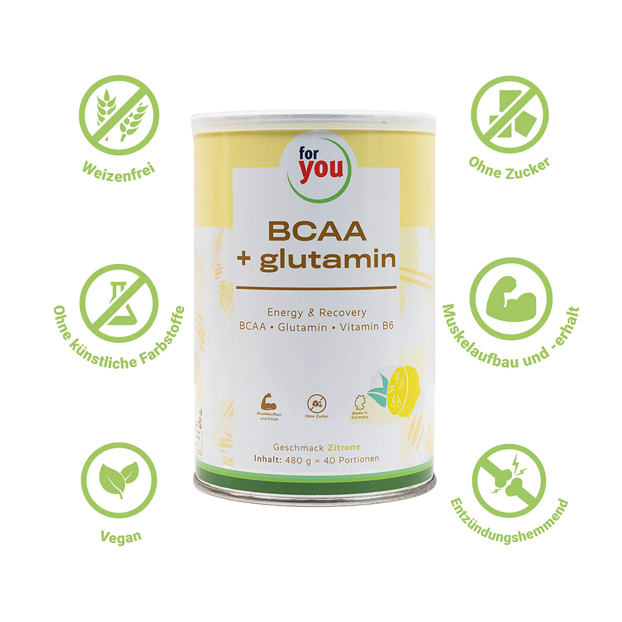For you BCAA + Glutamin Energy & Recovery Zitrone