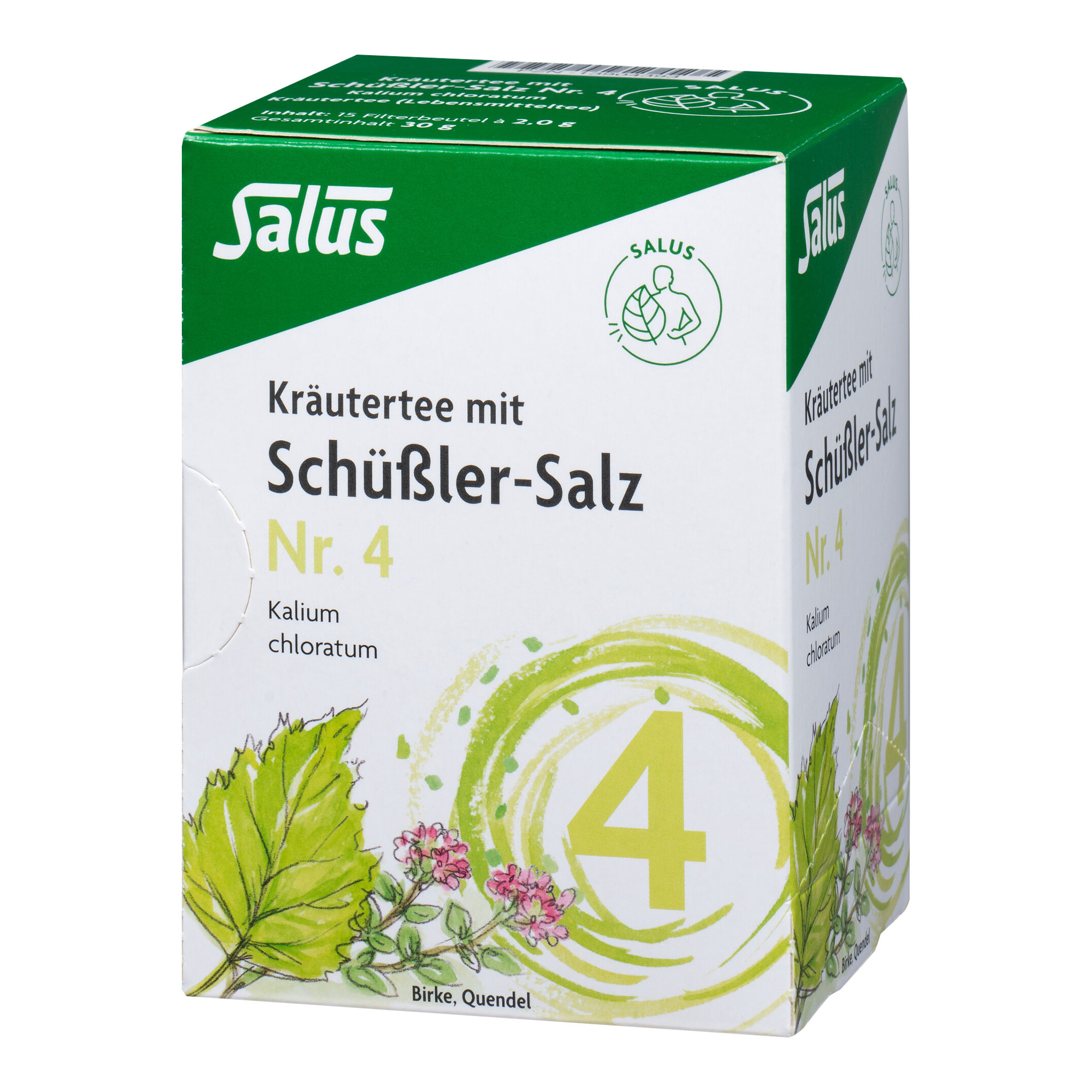 Kräutertee mit Birke und Quendel. Mit Schüßler Salz Nr 4. - Kalium chloratum.