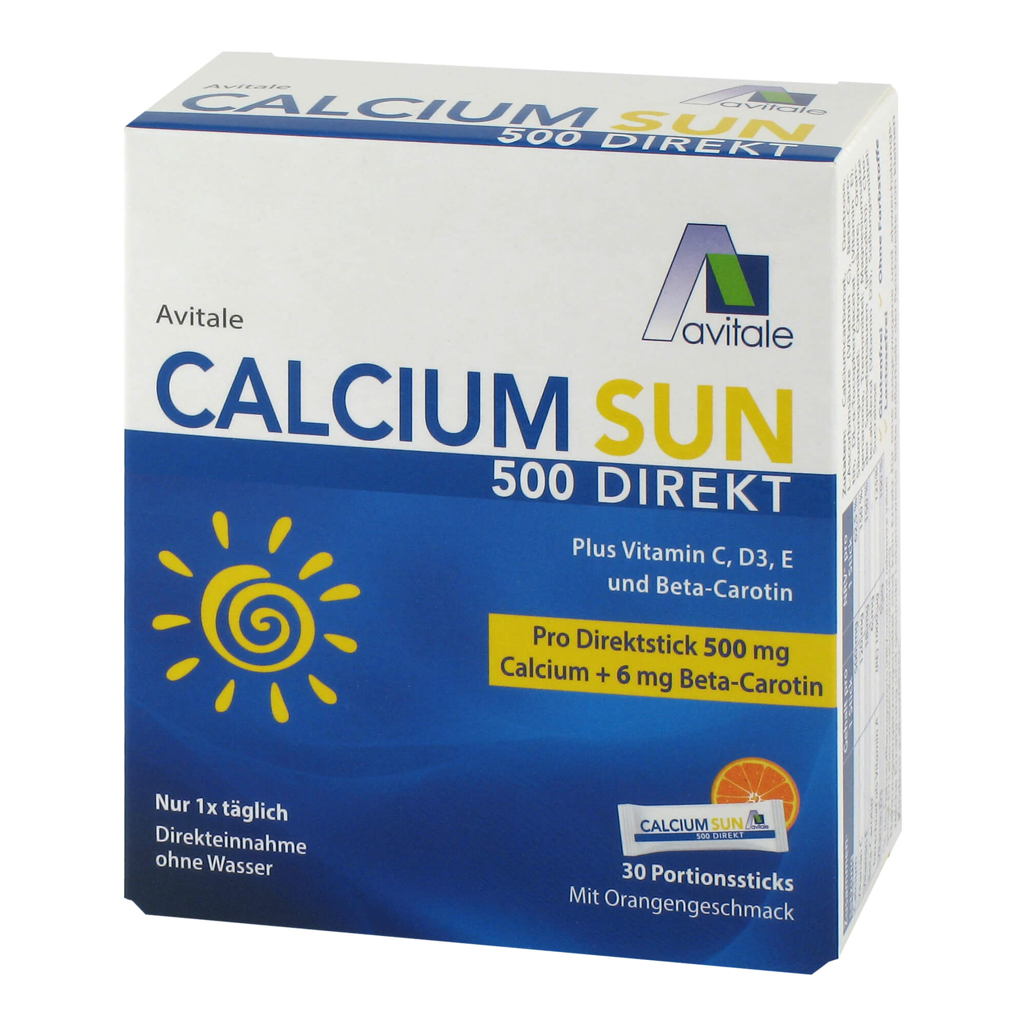 Nahrungsergänzung mit Calcium plus Vitamin C, D3, E und Beta-Carotin.