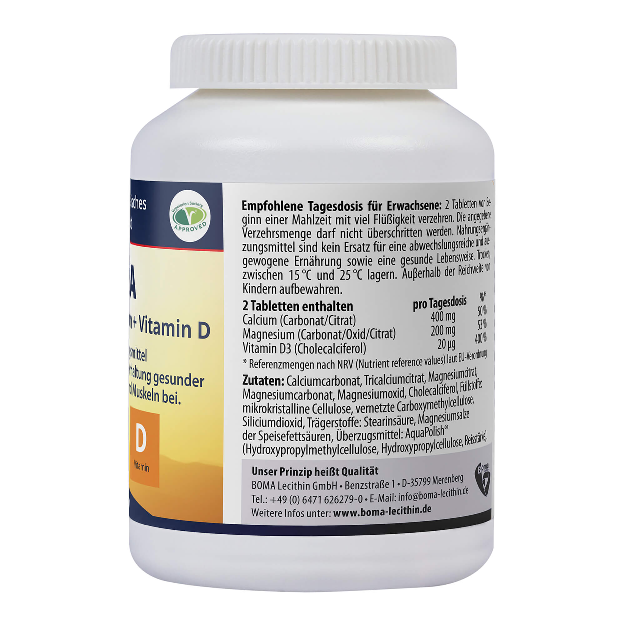 Boma Calcium+Magnesium+Vitamin D Tabletten Packungsseite
