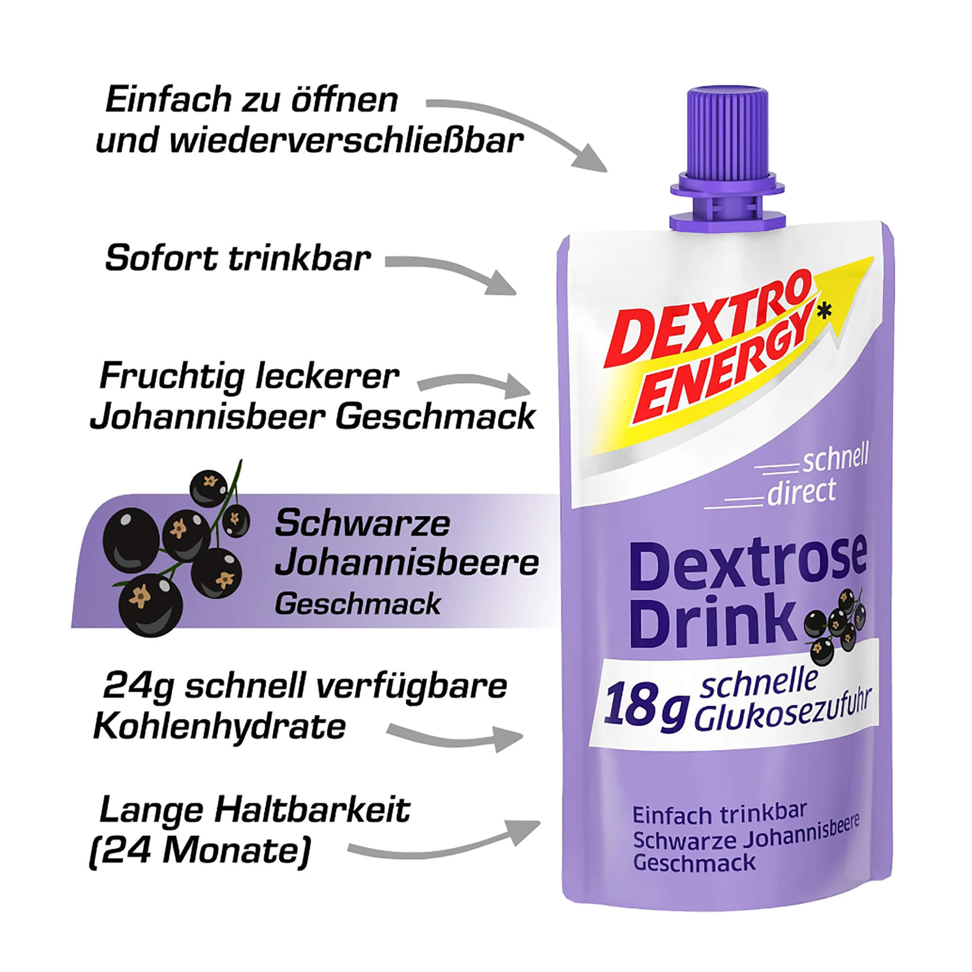 Dextro Energy Dextrose Drink Schwarze Johannisbeere