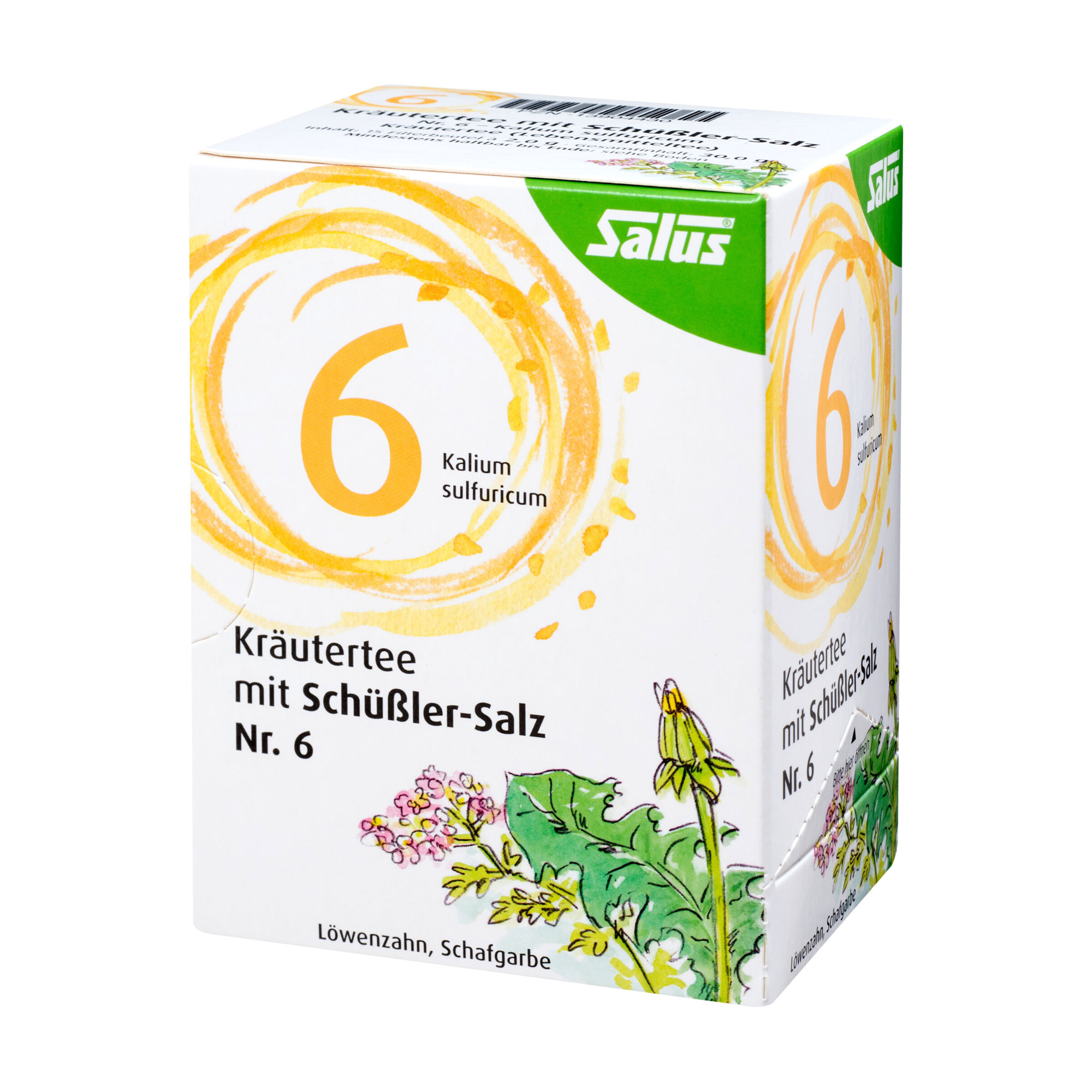 Kräutertee mit Löwenzahn und Schafgarbe. Mit Schüßler Salz Nr 6. - Kalium sulfuricum. Mit fein-herber Bitternote.