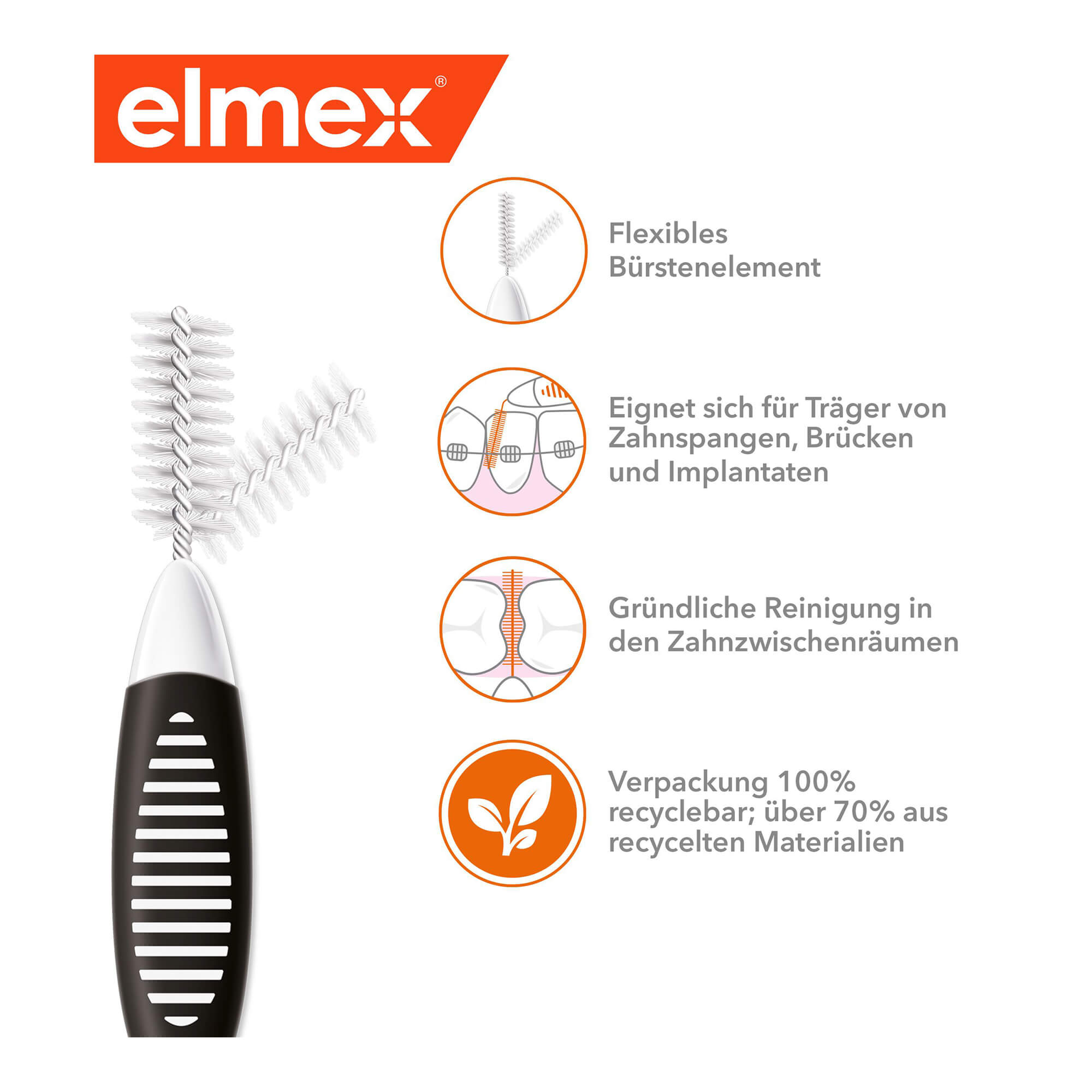 Elmex Interdentalbürsten ISO Gr. 8 schwarz 1,5 mm