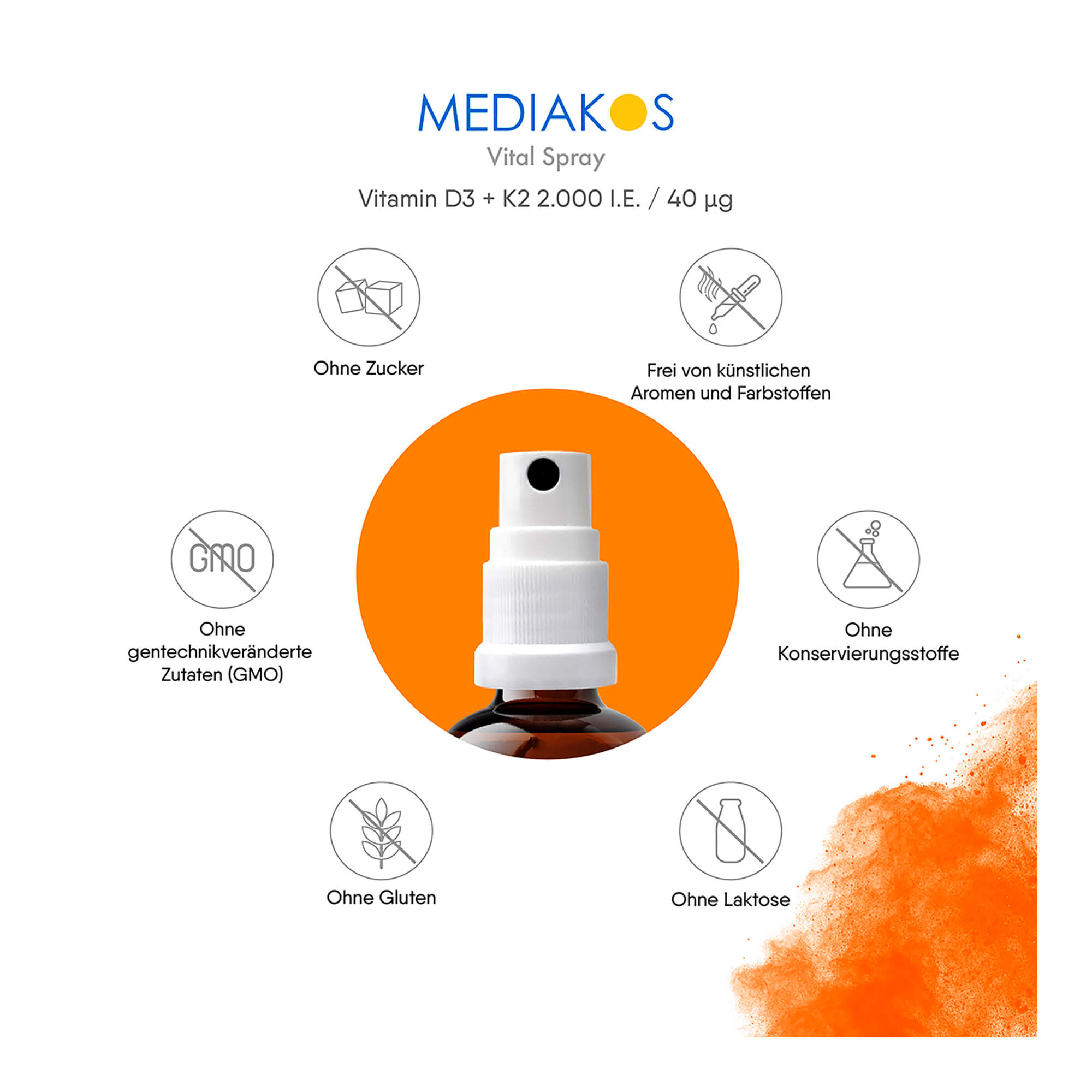 Mediakos Vitamin D3+K2 Vital Spray wichtige Hinweise