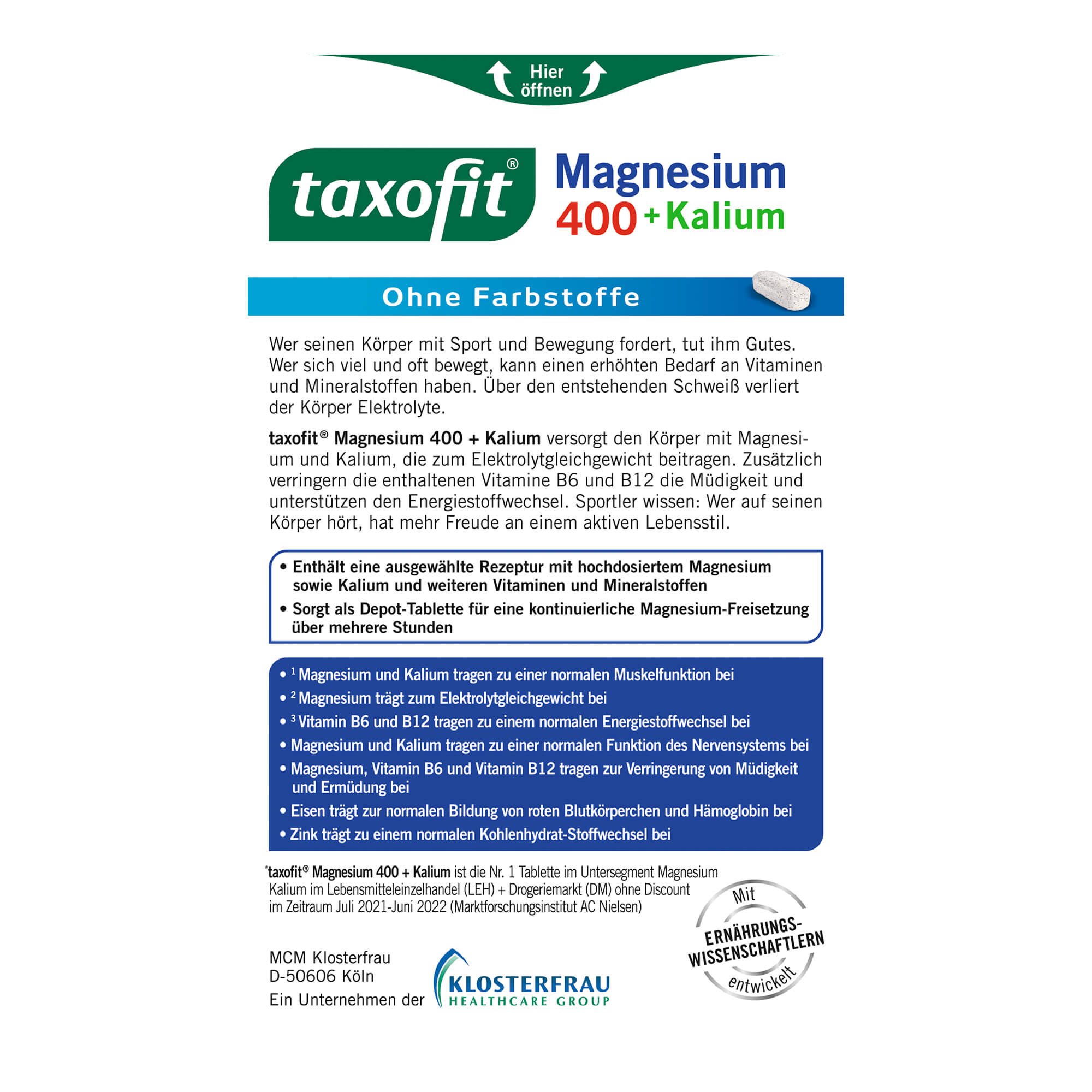 Taxofit Magnesium 400 + Kalium Tabletten