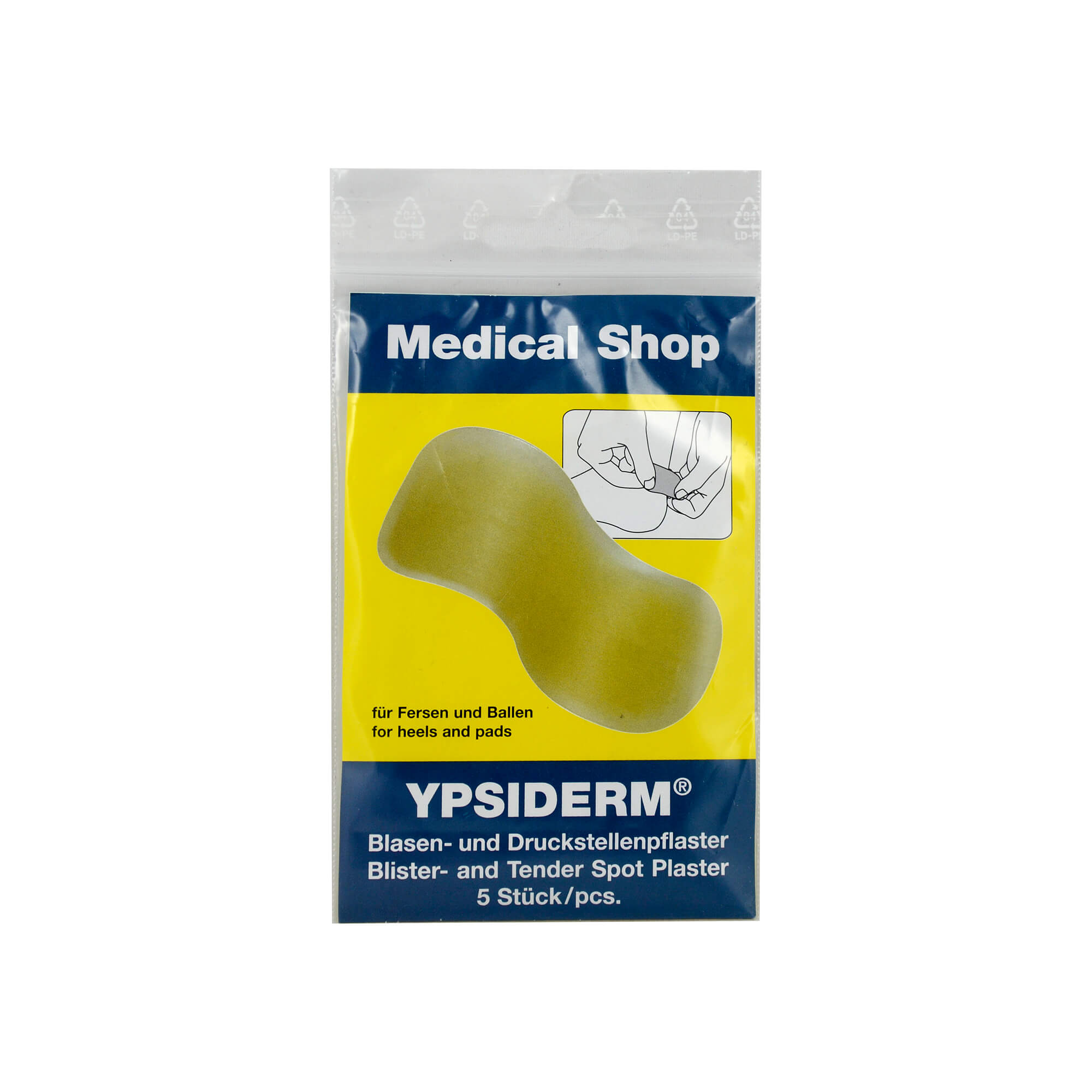 Gebrauchsfertiges Gelpflaster zur Vorbeugung und Behandlung von Blasen und Druckstellen.