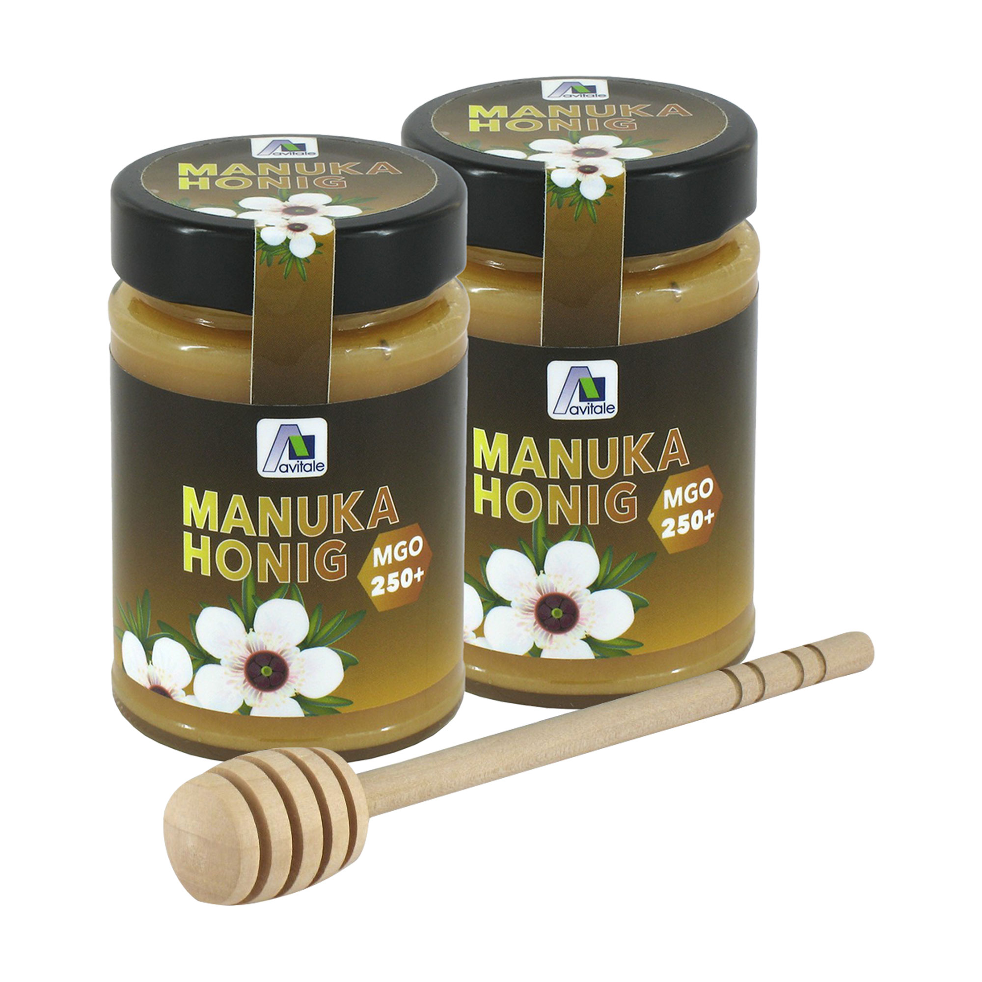 Honig aus Neuseeland mit mindestens 250 mg Methylglyoxal (MGO) pro Kilogramm Honig. Inkl. Honiglöffel.