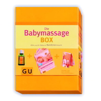 Das einmalige Kombiprodukt aus GU Ratgeber Babymassage mit Poster und Weleda-Babyöl.