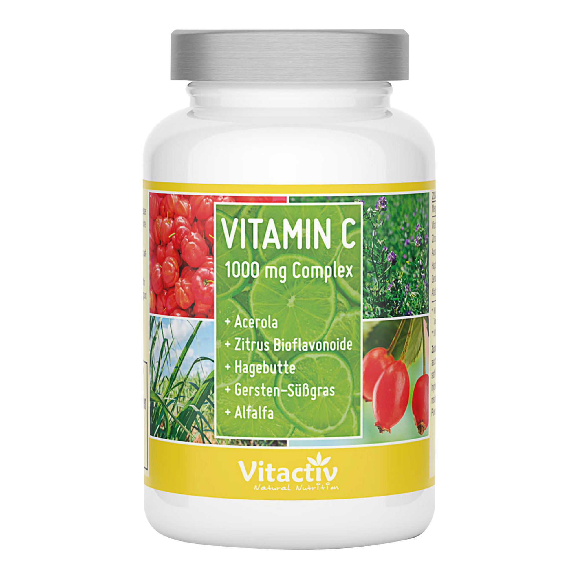 Vitamin C-Tabletten mit Pflanzenextrakten.