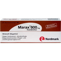 MARAX 800 Tabletten. Zur Therapie von  Erkrankungen, bei denen Magensäure gebunden werden soll.