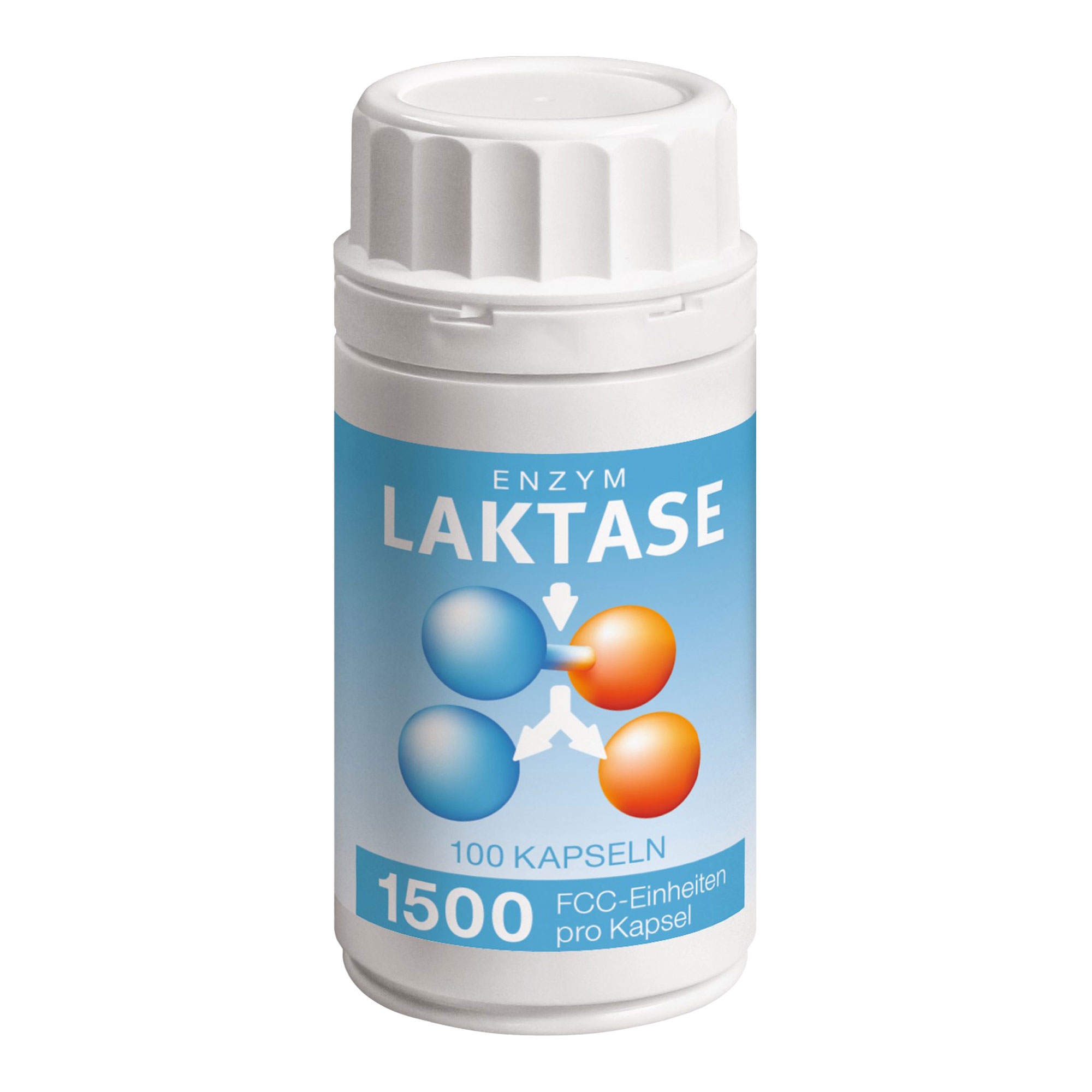 Nahrungsergänzungsmittel mit 1.500 FCC-Einheiten* des Enzyms Laktase pro Kapsel.