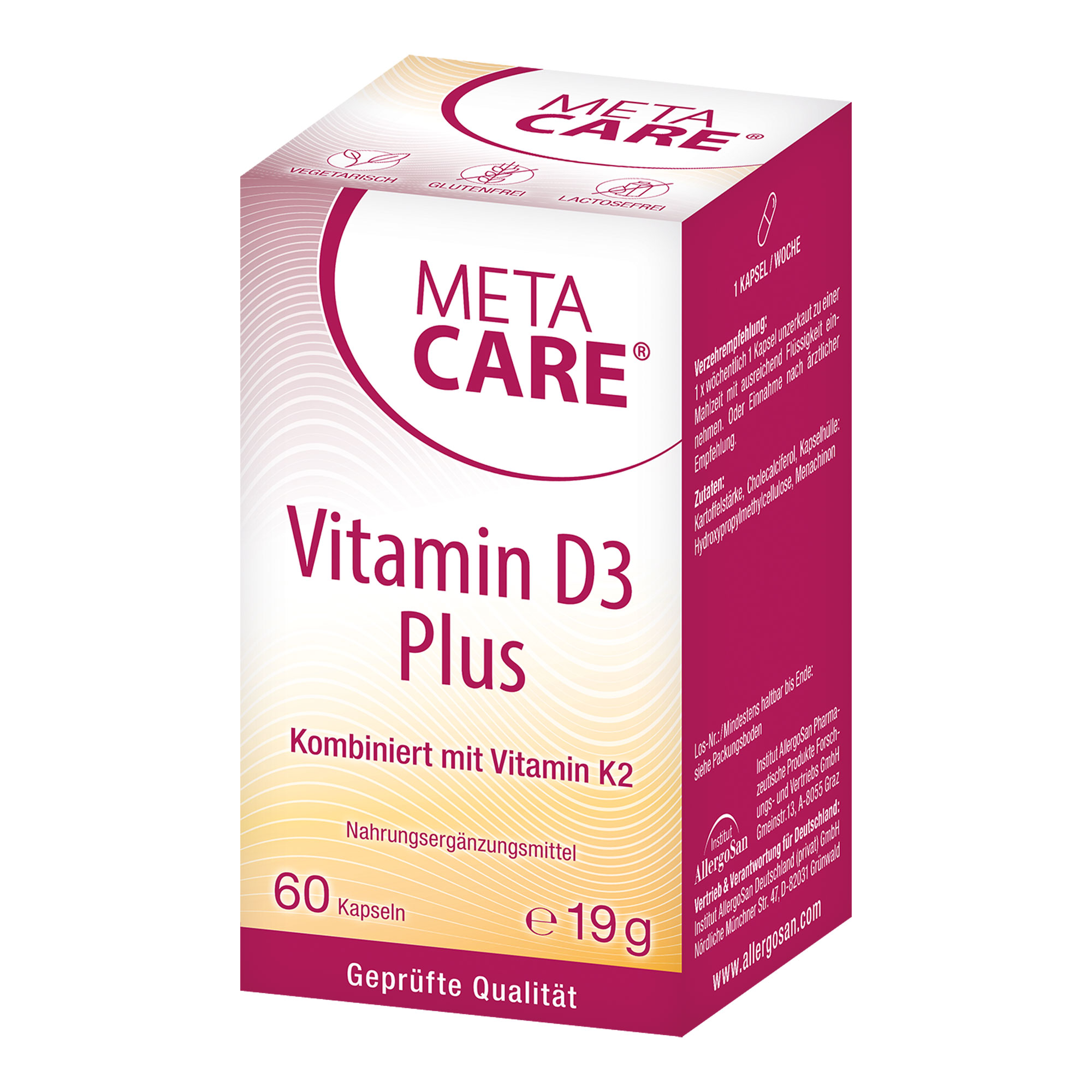 Nahrungsergänzungsmittel mit hochdosiertem Vitamin D3 und K2.