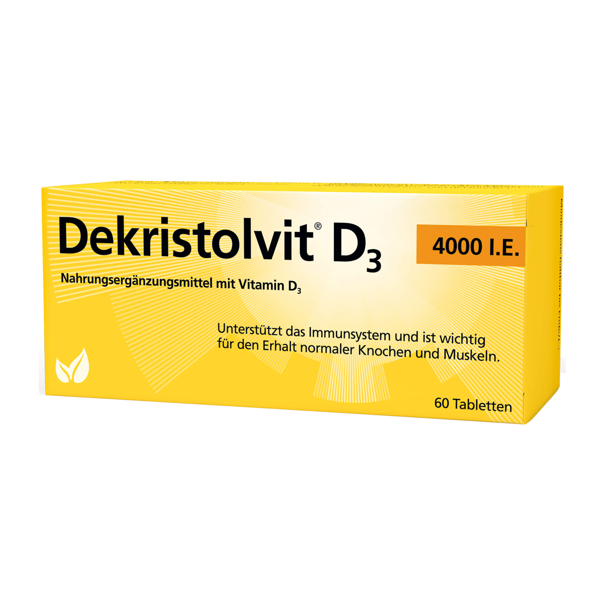 Nahrungsergänzungsmittel mit Vitamin D3 (4000 I.E.).