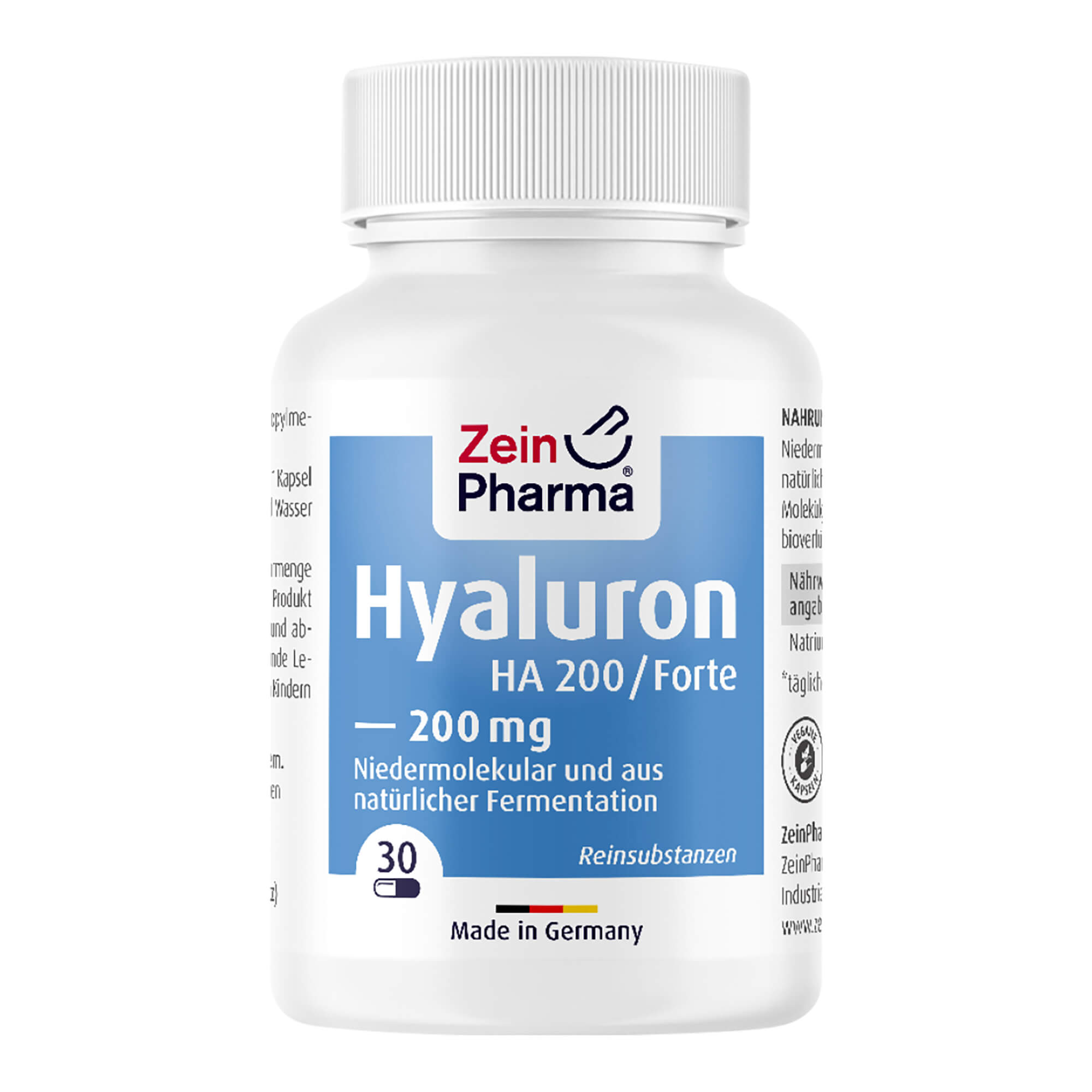 Nahrungsergänzungsmittel mit niedermolekularer Hyaluronsäure aus natürlicher Fermentation.