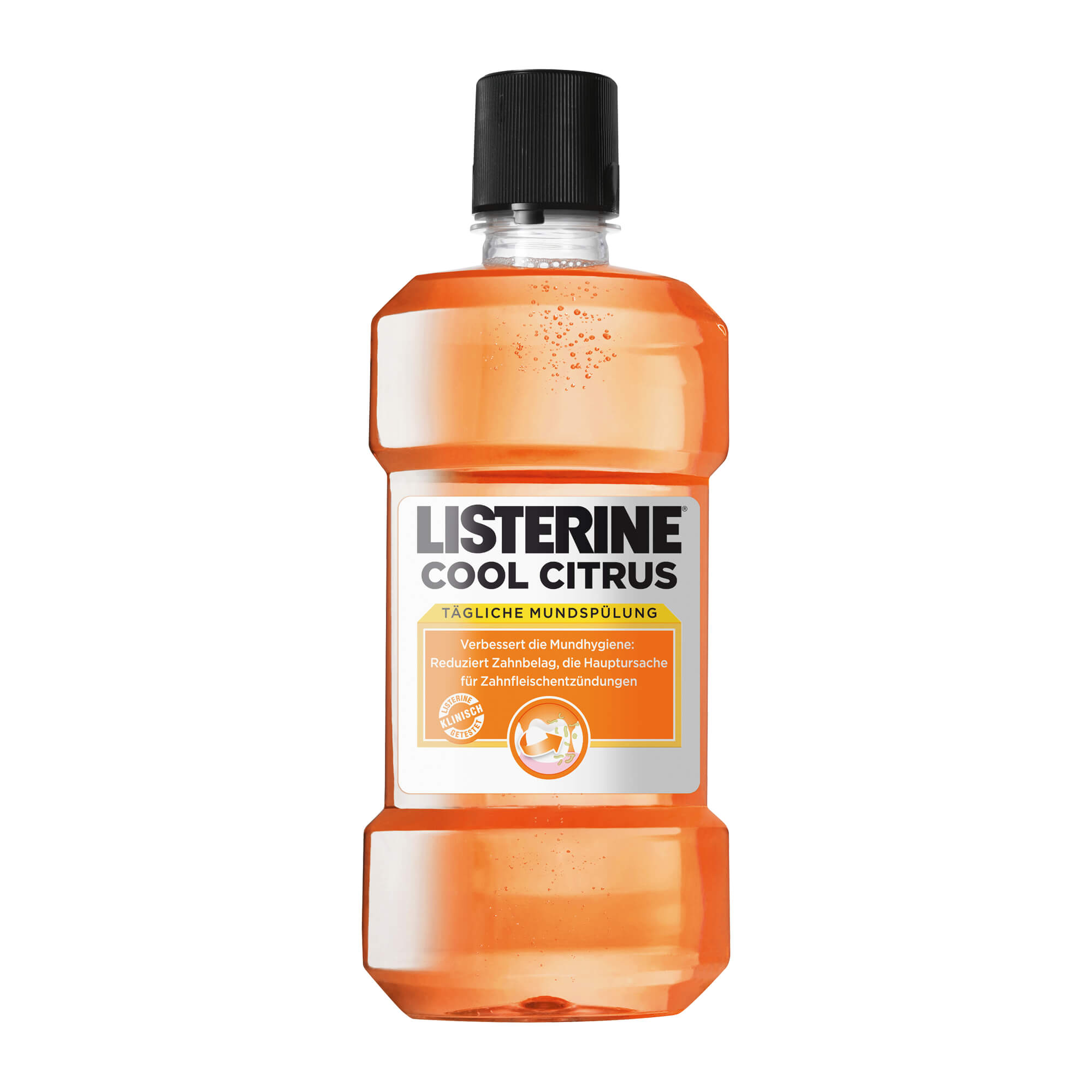 Die ganze Kraft von Listerine mit fruchtig kühlem Citrus-Geschmack.