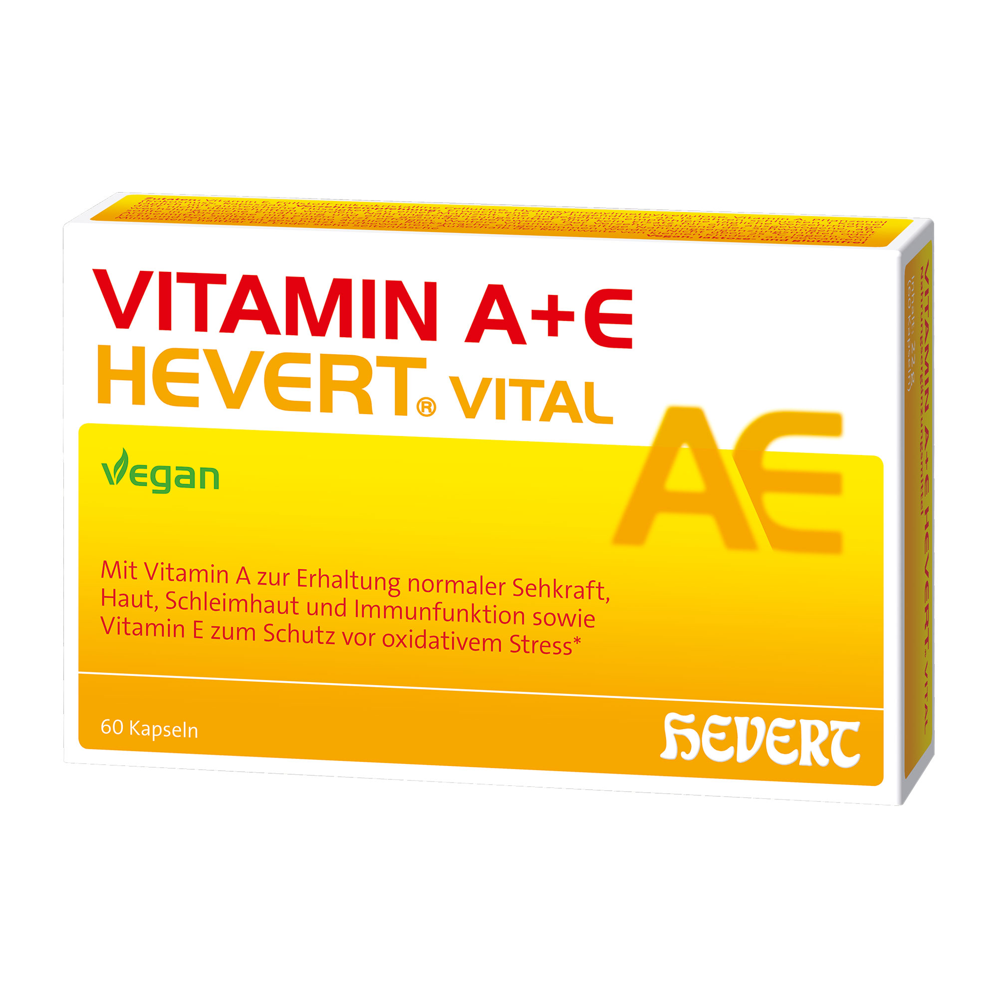 Veganes Nahrungsergänzungsmittel mit Vitamin A und E.