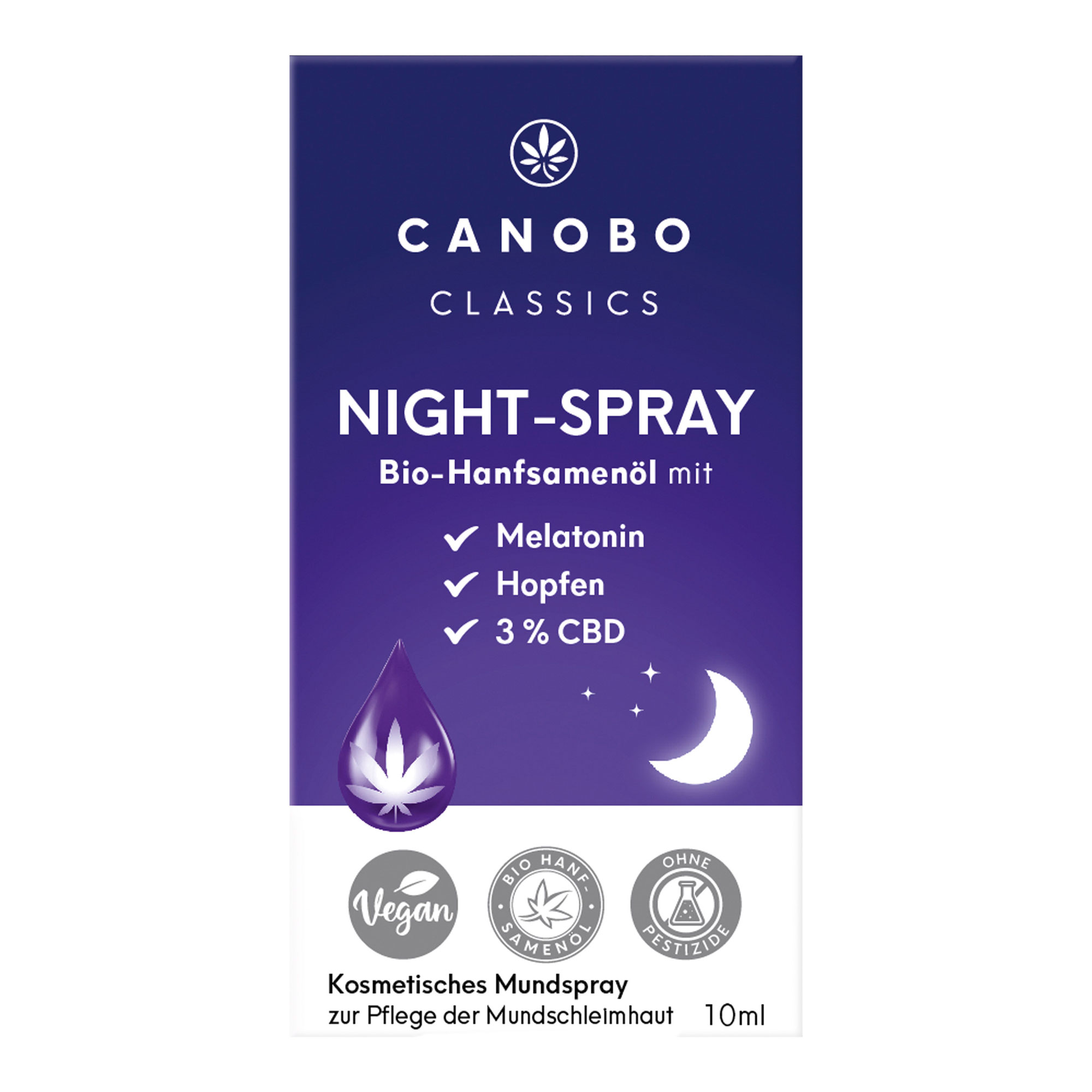 Canobo Night-Spray Bio-Hanfsamenöl mit 3% CBD