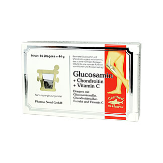 Nahrungsergänzungsmittel mit Glucosamin, Chondroitin und Vitamin C.