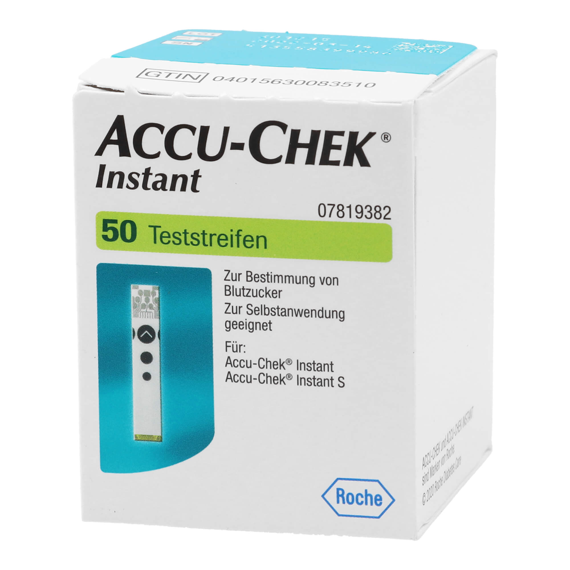 Teststreifen zur quantitativen Blutzuckerbestimmung mit Accu-Chek Instant.