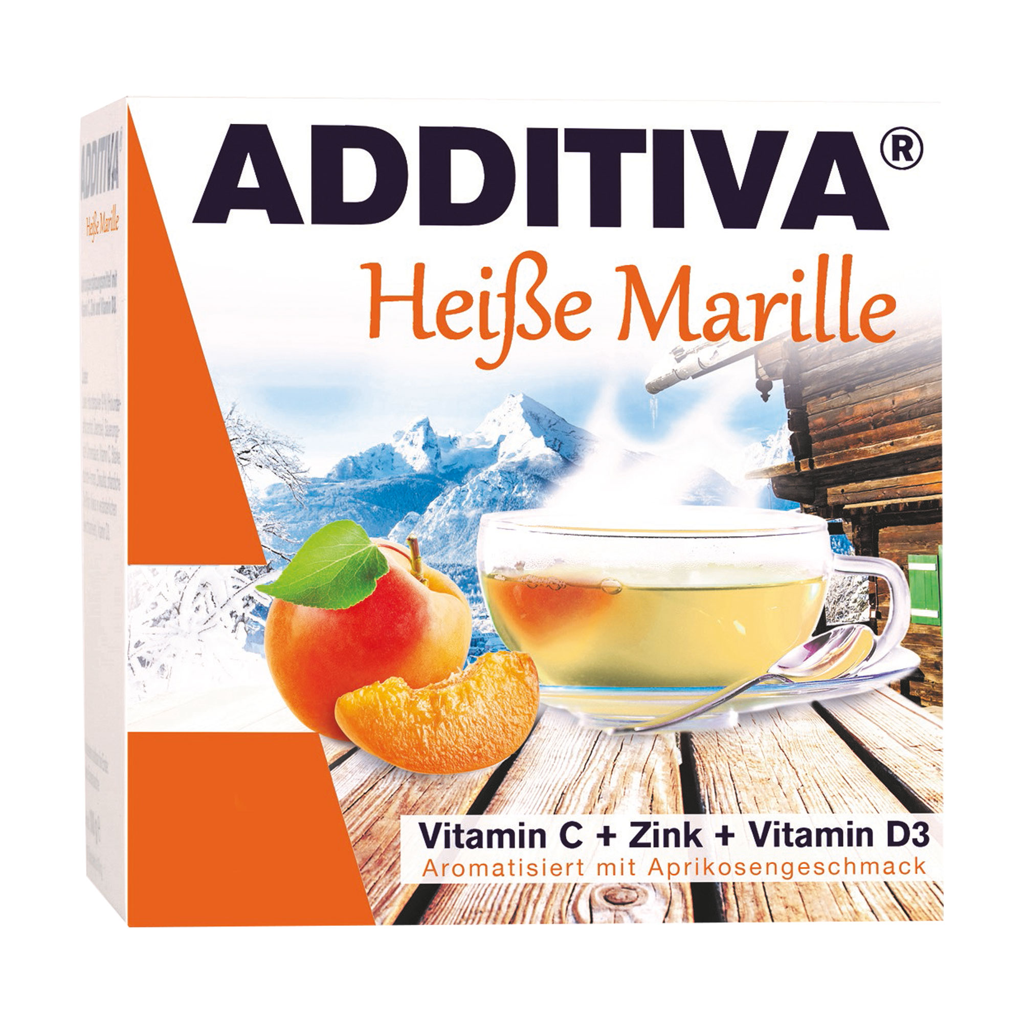 Nahrungsergänzungsmittel mit Vitamin C, Zink und Vitamin D3. Aromatisiert mit Aprikosengeschmack.