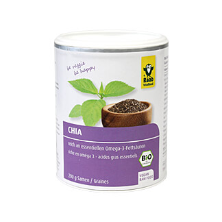 Bio Chia Samen, reich an essentiellen Omega-3-Fettsäuren.
