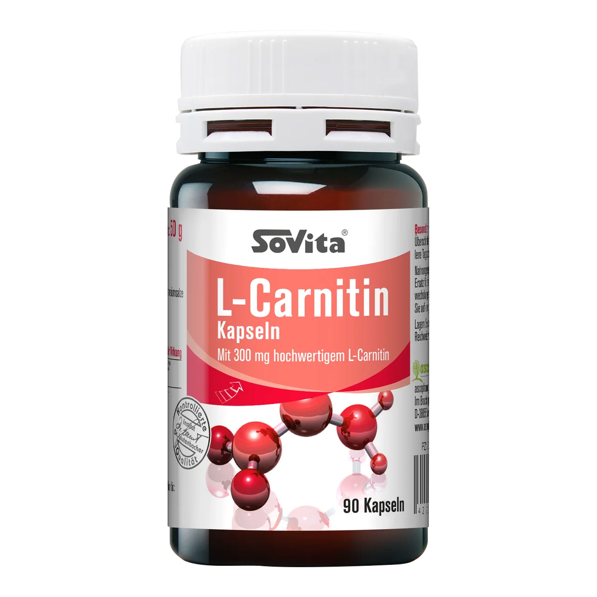 Nahrungsergänzungsmittel mit 300 mg hochwertigem L-Carnitin & 145 mg L-Tartart pro Kapsel.