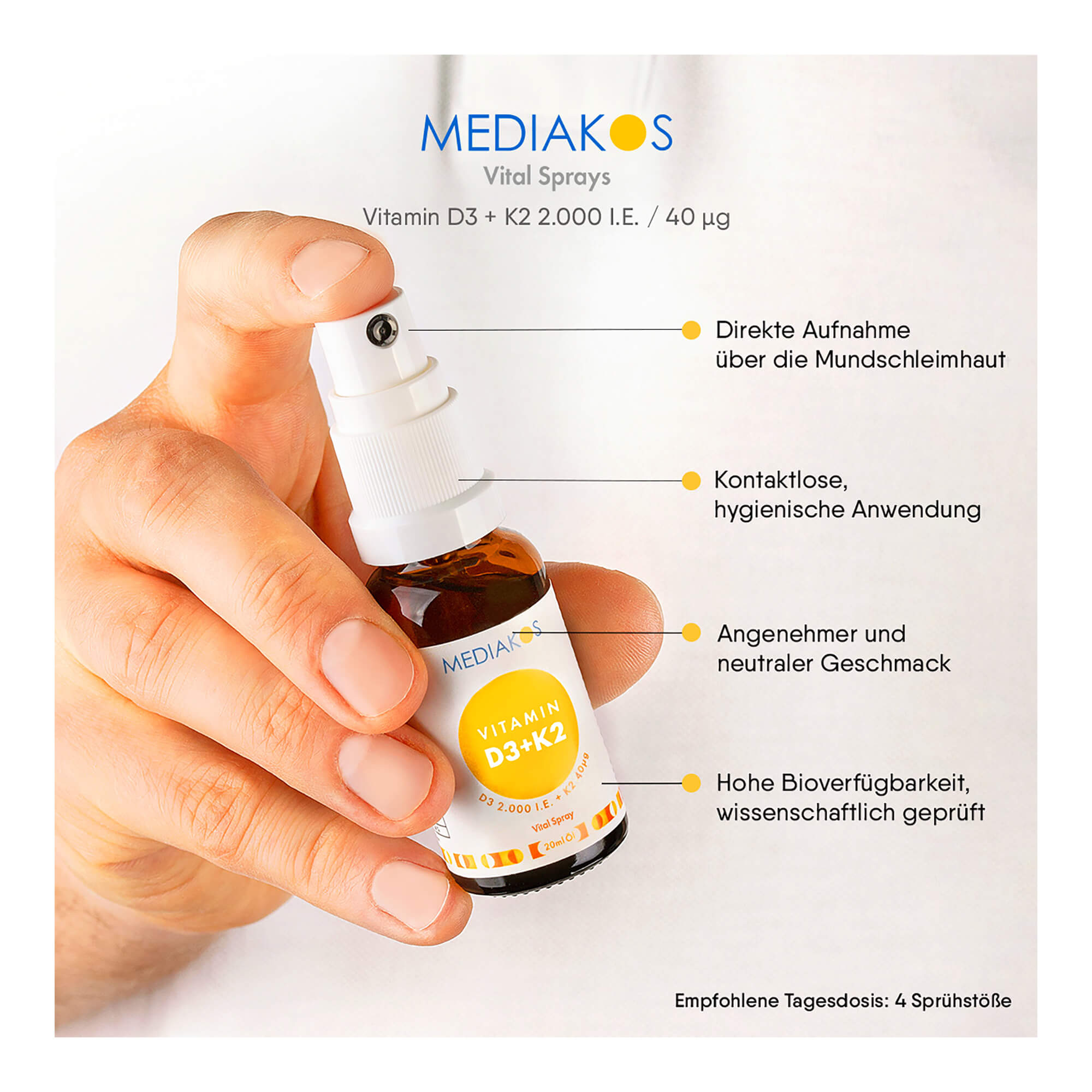 Mediakos Vitamin D3+K2 2.000 I.E. Vital Spray Eigenschaften
